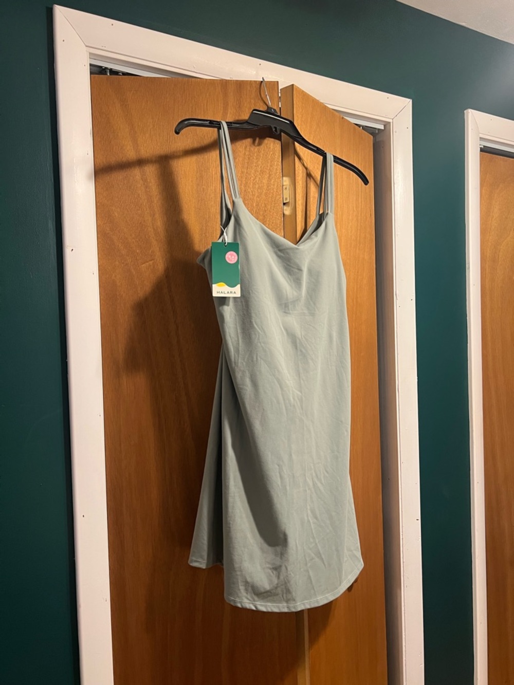 HALARA Light Sage Slip Dress with Spaghetti Straps